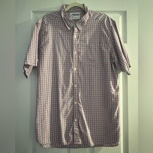 Men’s Mountain Khakis Red and White Plaid Shirt XL